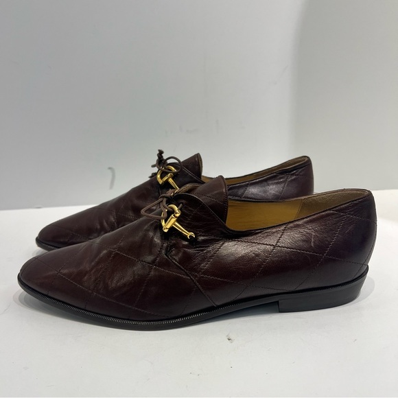Vintage Barneys New York Quilted Leather Loafers Brown Made in Italy EU 40 US 10 - Picture 8 of 13